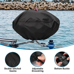Back view of Agustone Boat Grill Cover in black