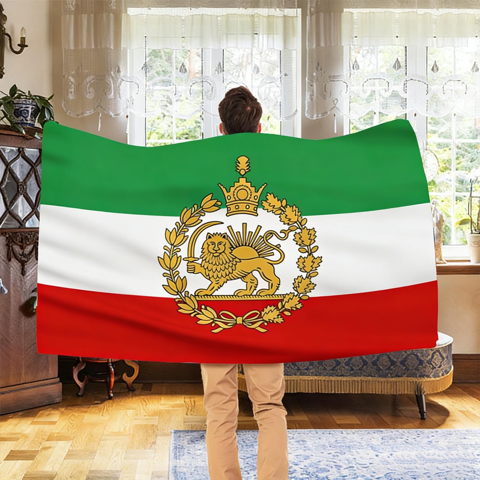 Back view of AhfuLife Iran Lion and Sun flag