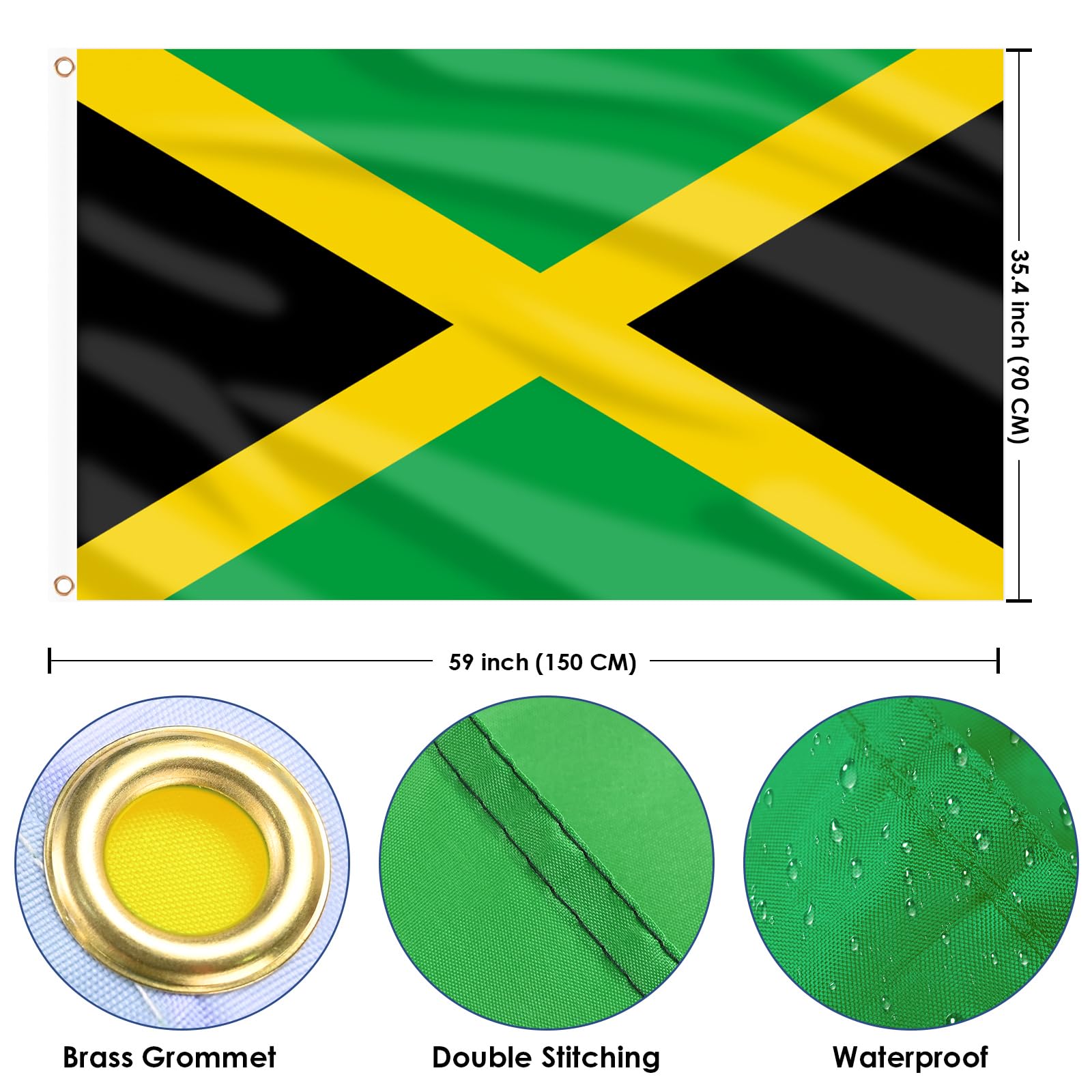 Back view of AhfuLife Jamaica Flag showing double-sided design