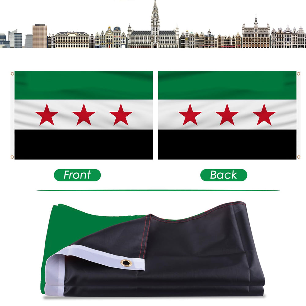Back view of AhfuLife Syria Flag with double stitching