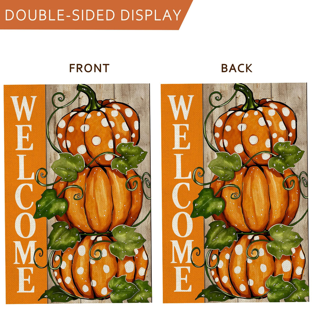 Back view of AIBOLYNE Fall Garden Flag highlighting double sided print