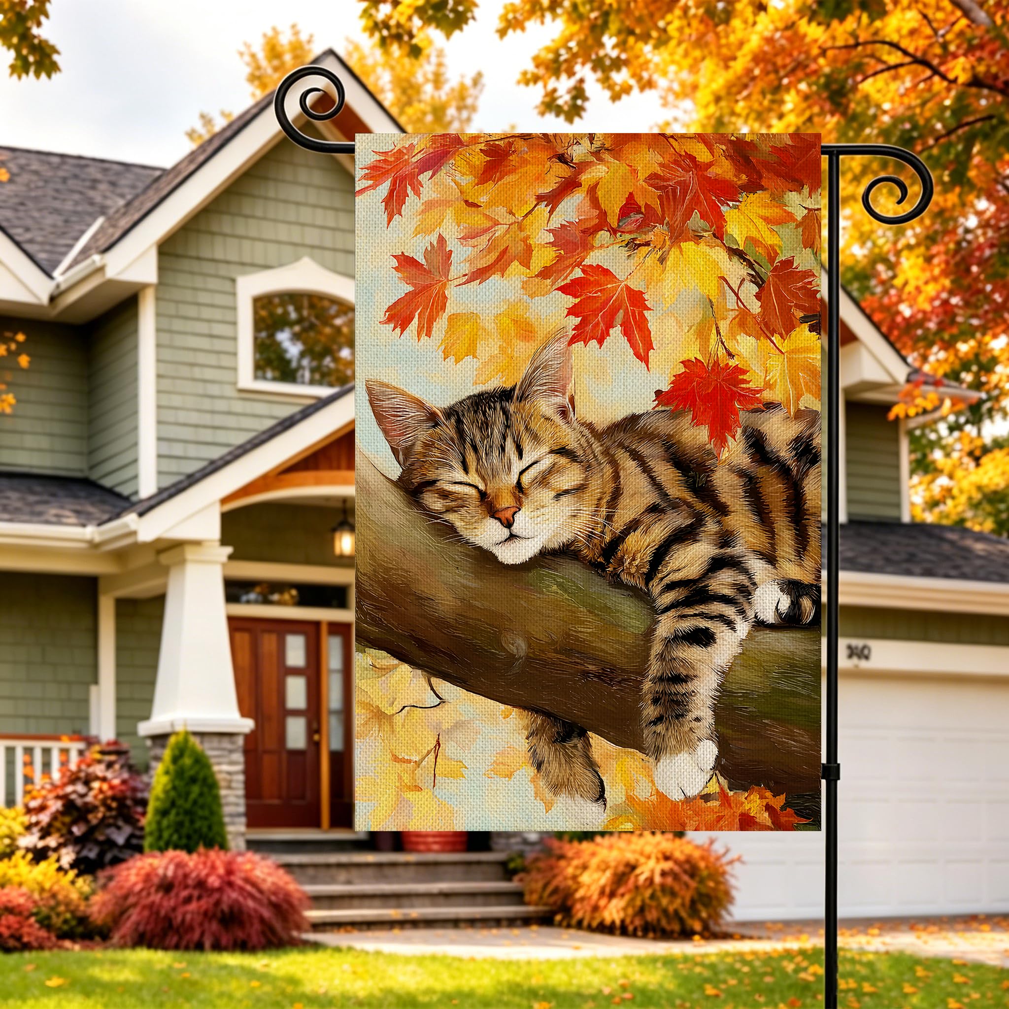 Back view of AIBOLYNE Fall Garden Flag showcasing double-sided design