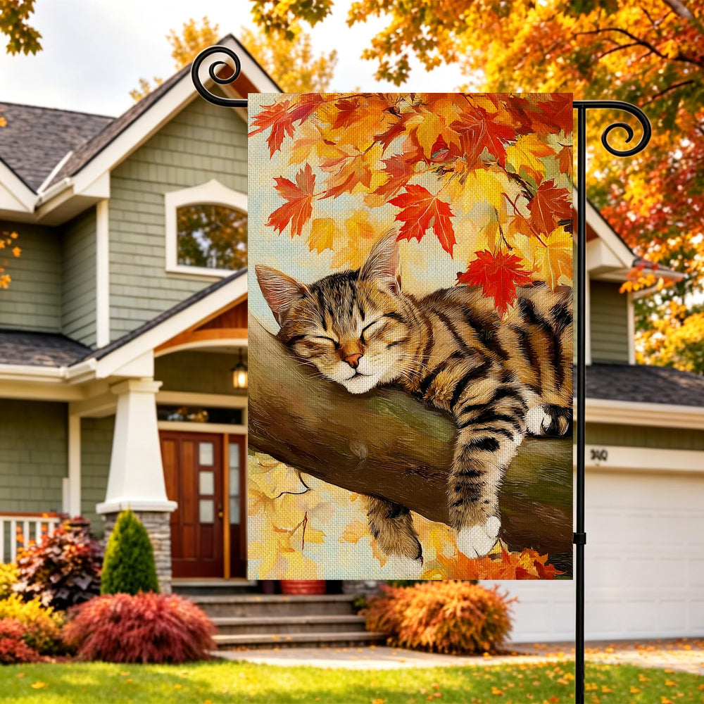 Back view of AIBOLYNE Fall Garden Flag showcasing double-sided design