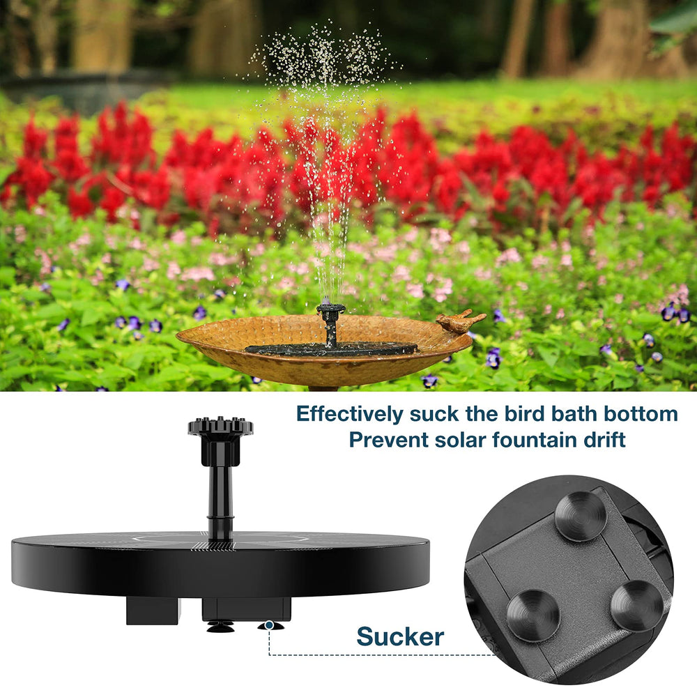 Back view of AISITIN Solar Fountain showing solar panel