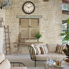 Back view of Alarllok 16-Inch outdoor clock showing waterproof design