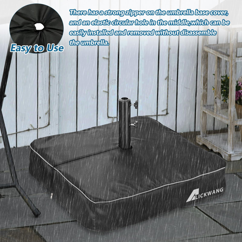 Back view of Alickwang Patio Umbrella Base Cover showing double needle stitching