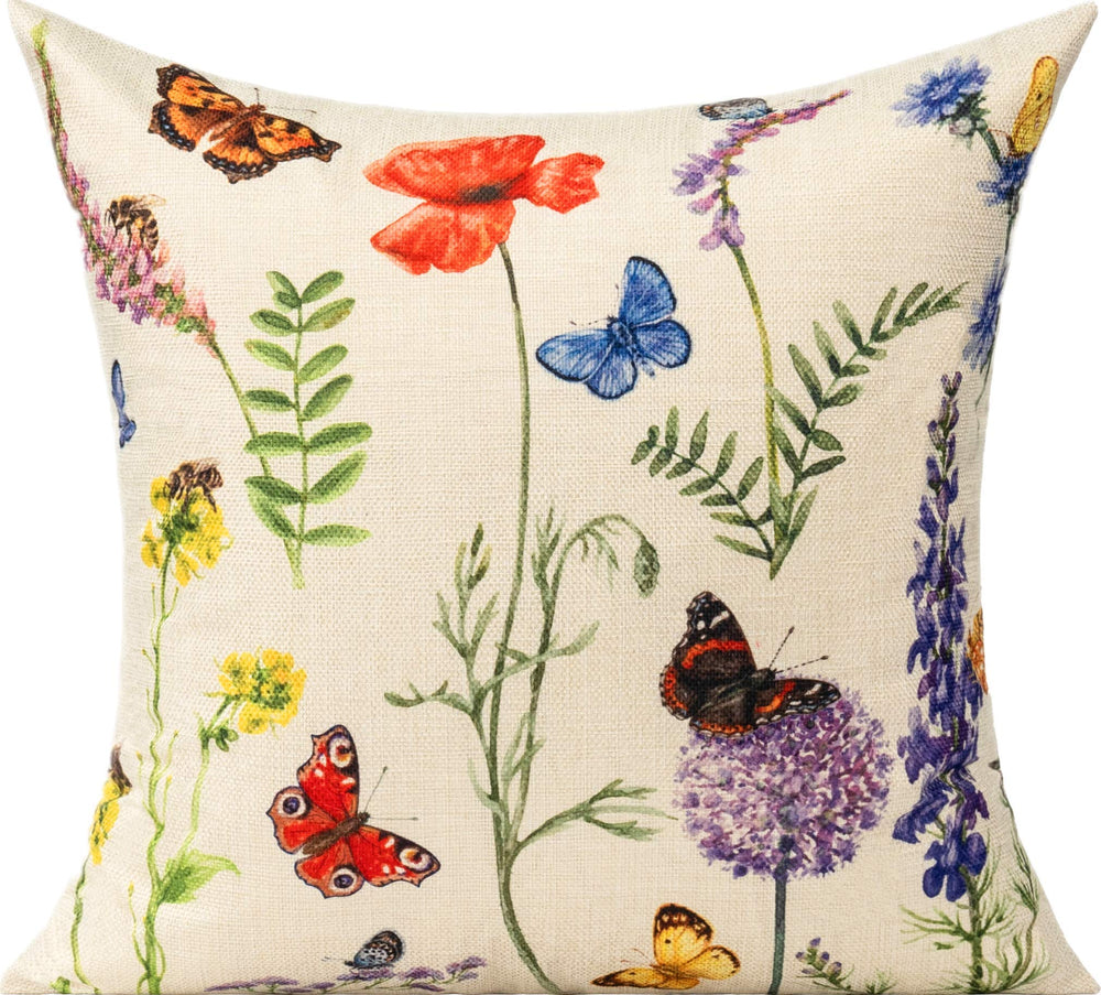Back view of All Smiles outdoor pillow cover showing solid colour