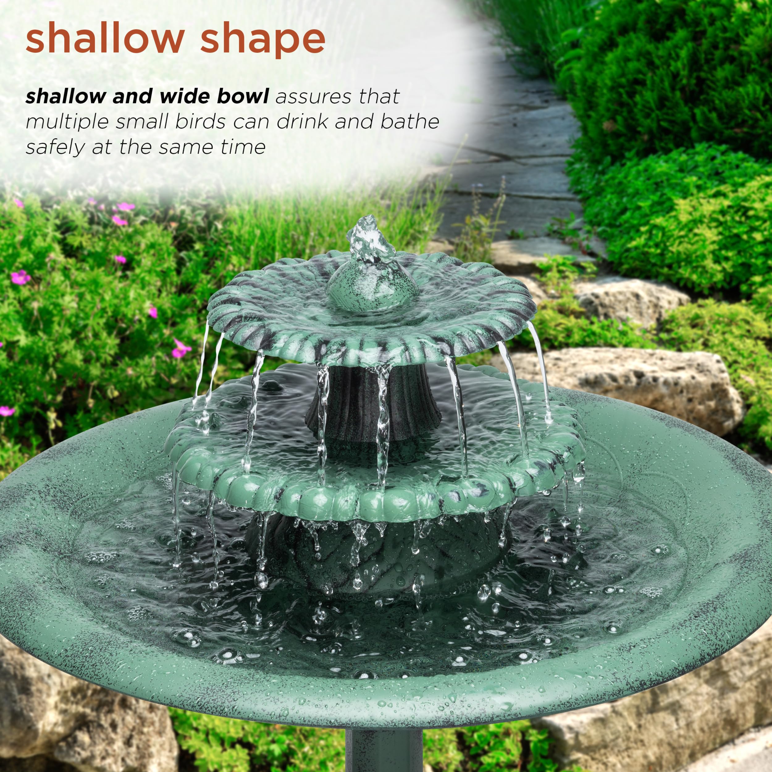 Back view of Alpine 35" fountain showcasing its design
