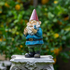 Back view of Alpine Corporation 12" Tall Garden Gnome statue
