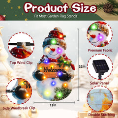 Back view of amadecohome lighted Christmas snowman garden flag