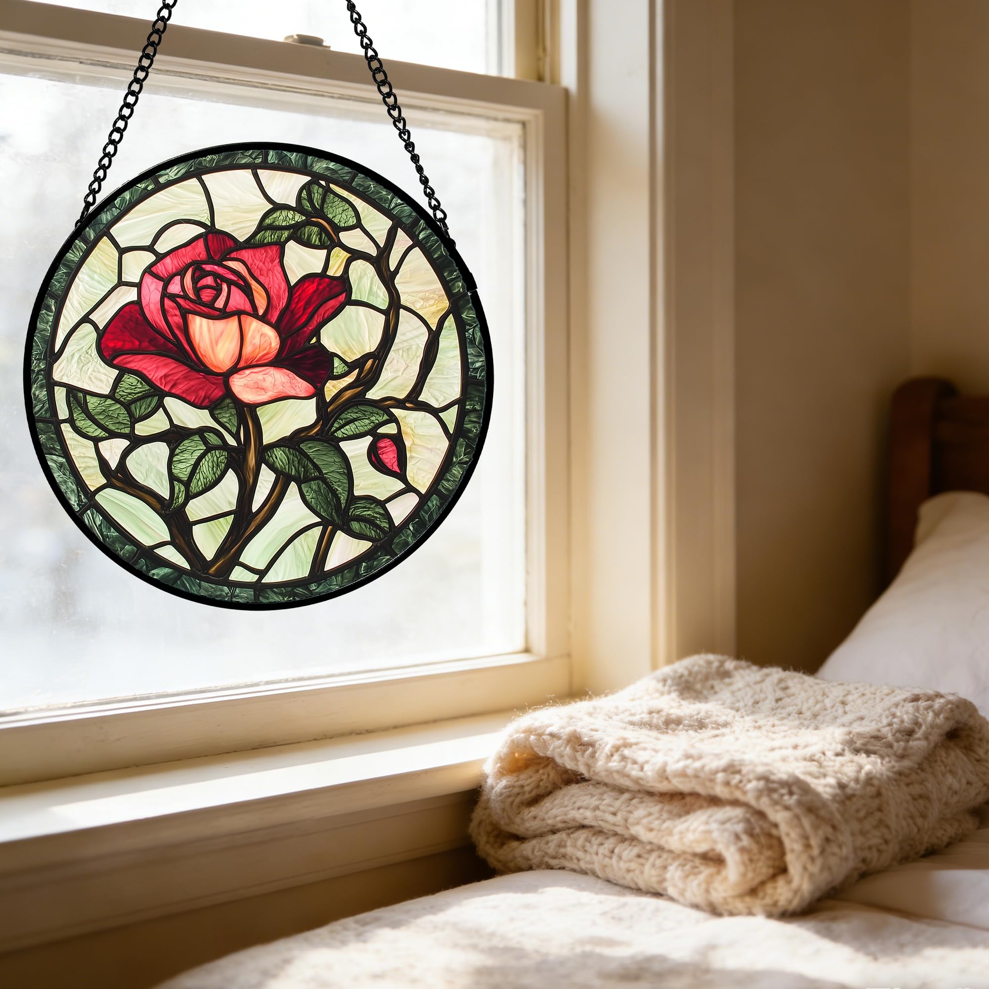 Back view of AMDERVEN Stained Glass Suncatcher