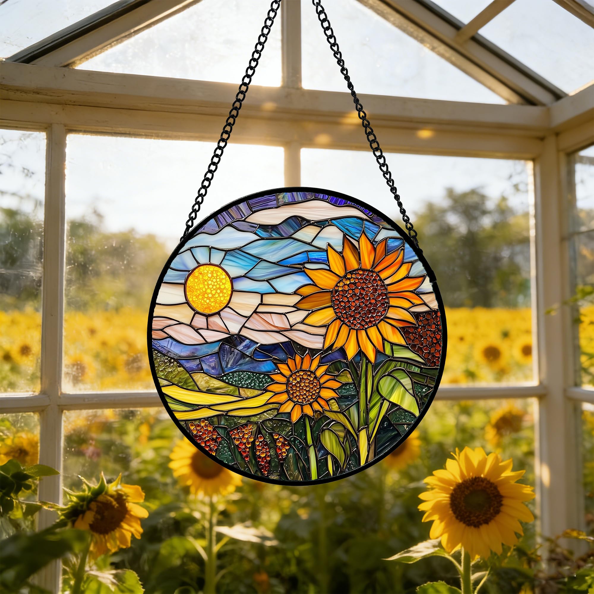 Back view of AMDERVEN stained glass suncatcher