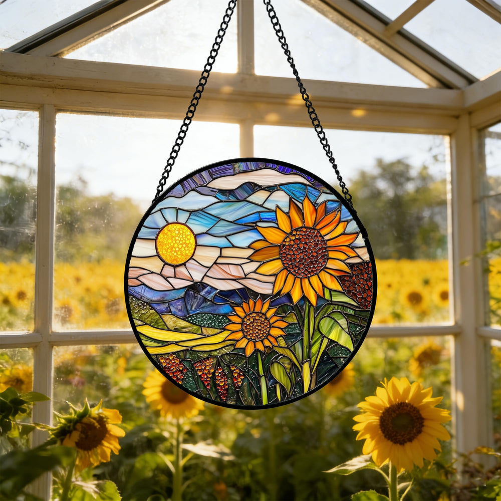 Back view of AMDERVEN stained glass suncatcher