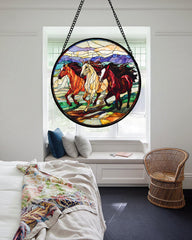 Back view of AMDERVEN window suncatcher with hanging cord