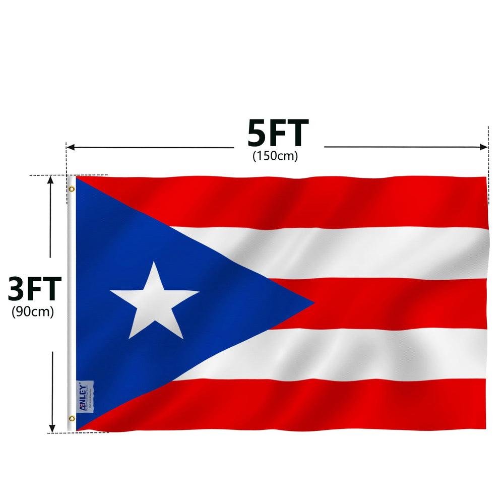 Back view of Anley Puerto Rico Flag showcasing the canvas header