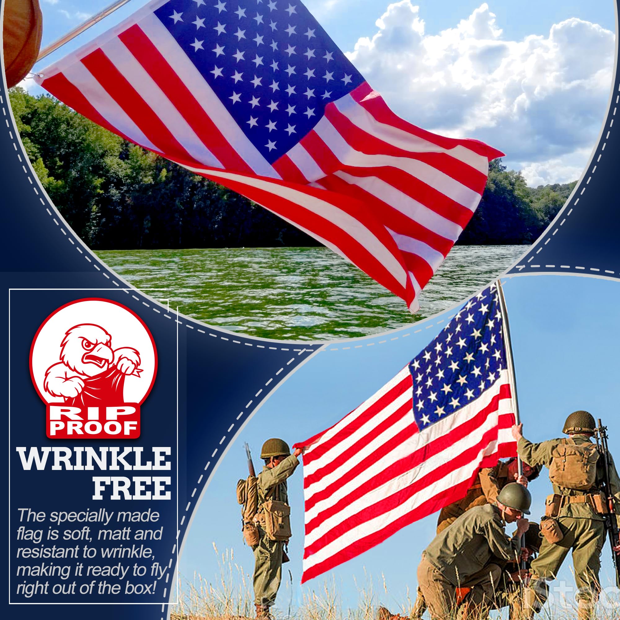 Back view of Anley Rip-Proof USA Flag showing material texture