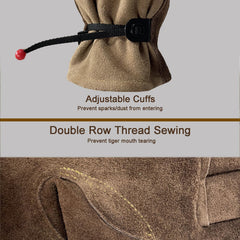 Back view of AOUCHI Leather Work Gloves highlighting the soft cotton lining