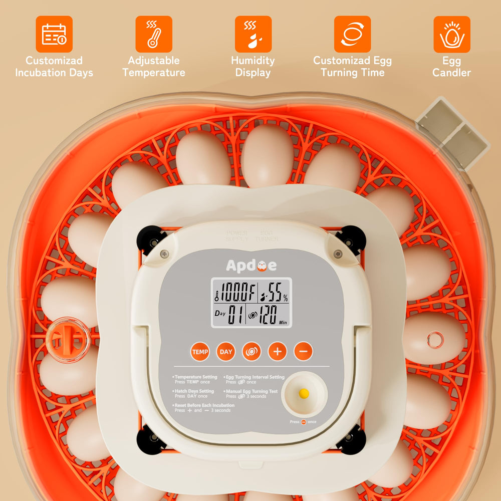 Back view of Apdoe Egg Incubator with water bottle attachments