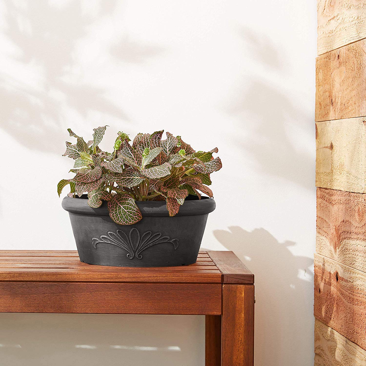Back view of Arcadia Garden Products bulb pan highlighting its design