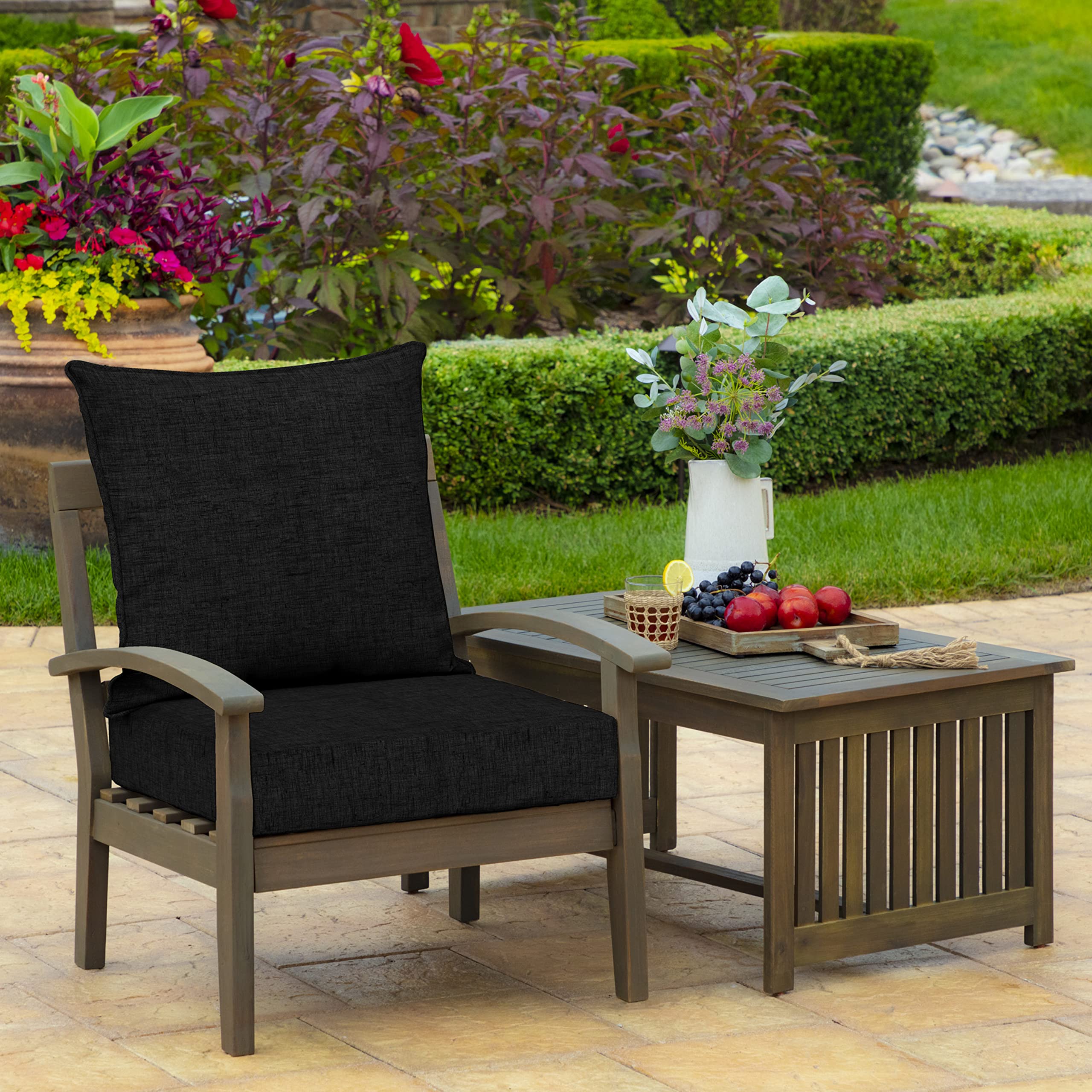 Back view of Arden Deep Seat Cushion Set with ties