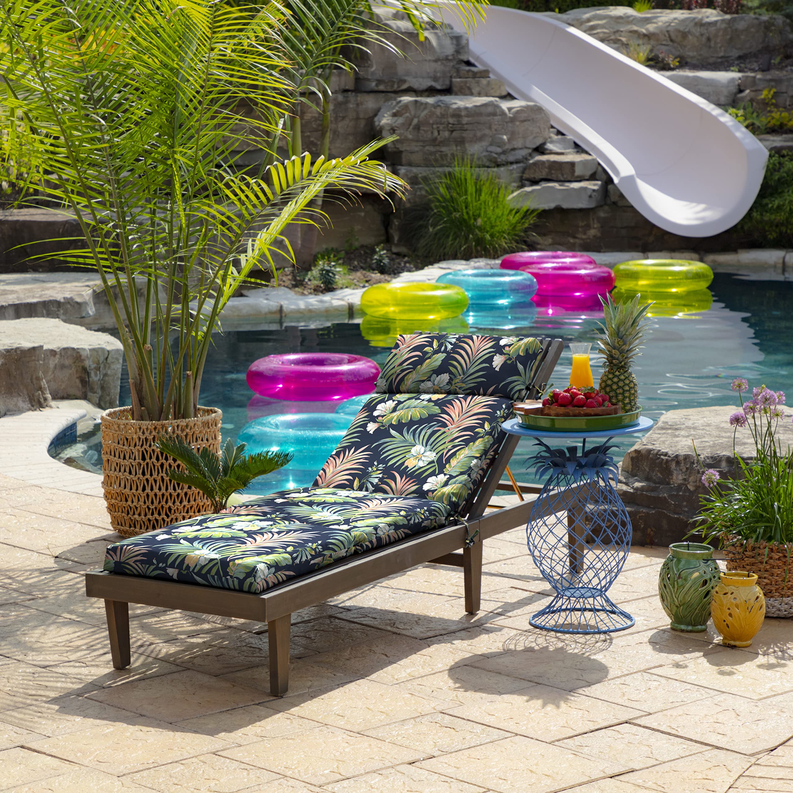 Back view of Arden Outdoor Chaise Cushion, 21" x 72"