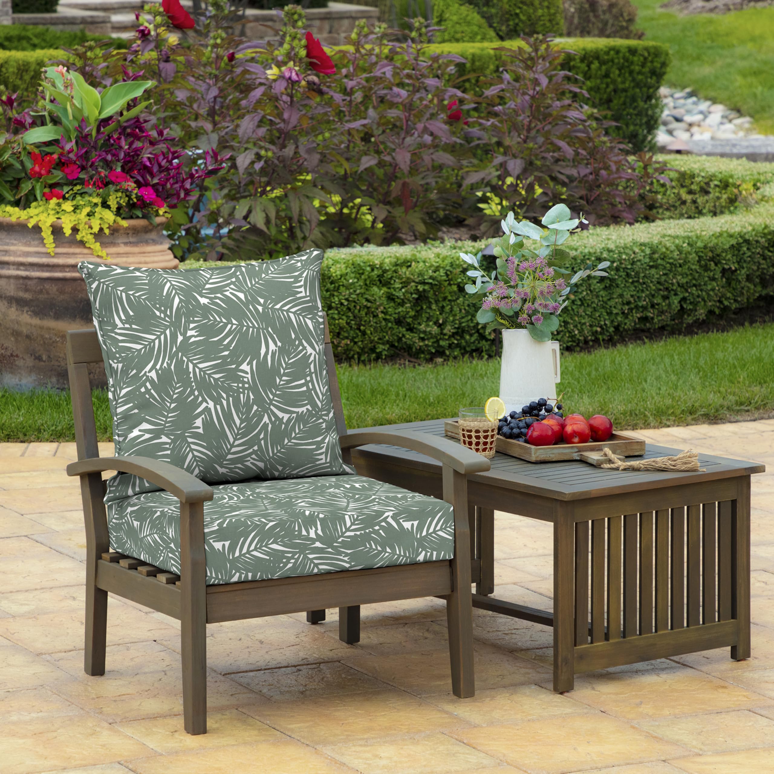 Back view of Arden Selections Deep Seat Cushion Set Sage Palm