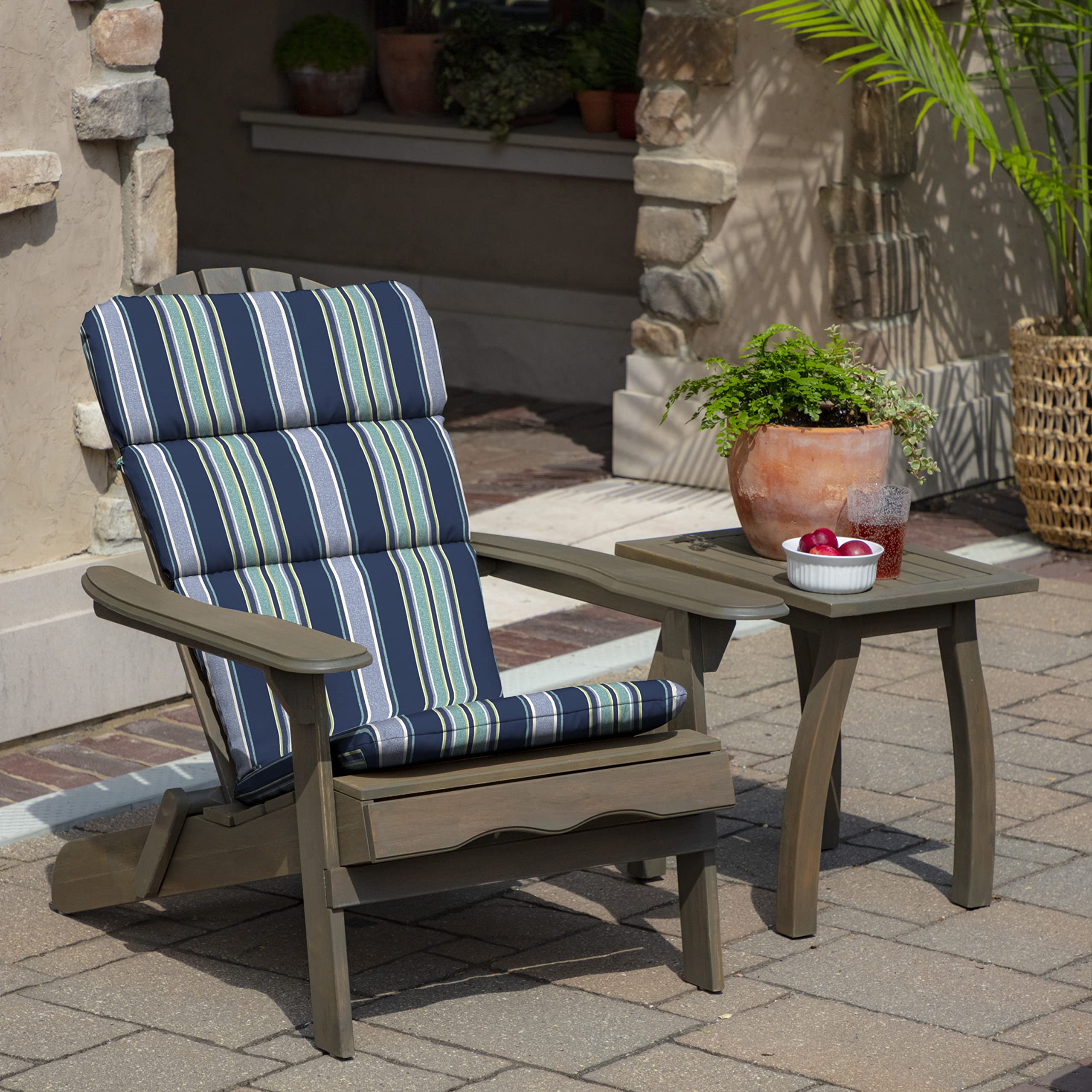 Back view of Arden Selections Outdoor Chair Cushion with elastic strap