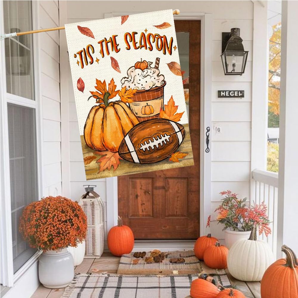 Back view of ARGOOGF Fall House Flag displaying intricate design