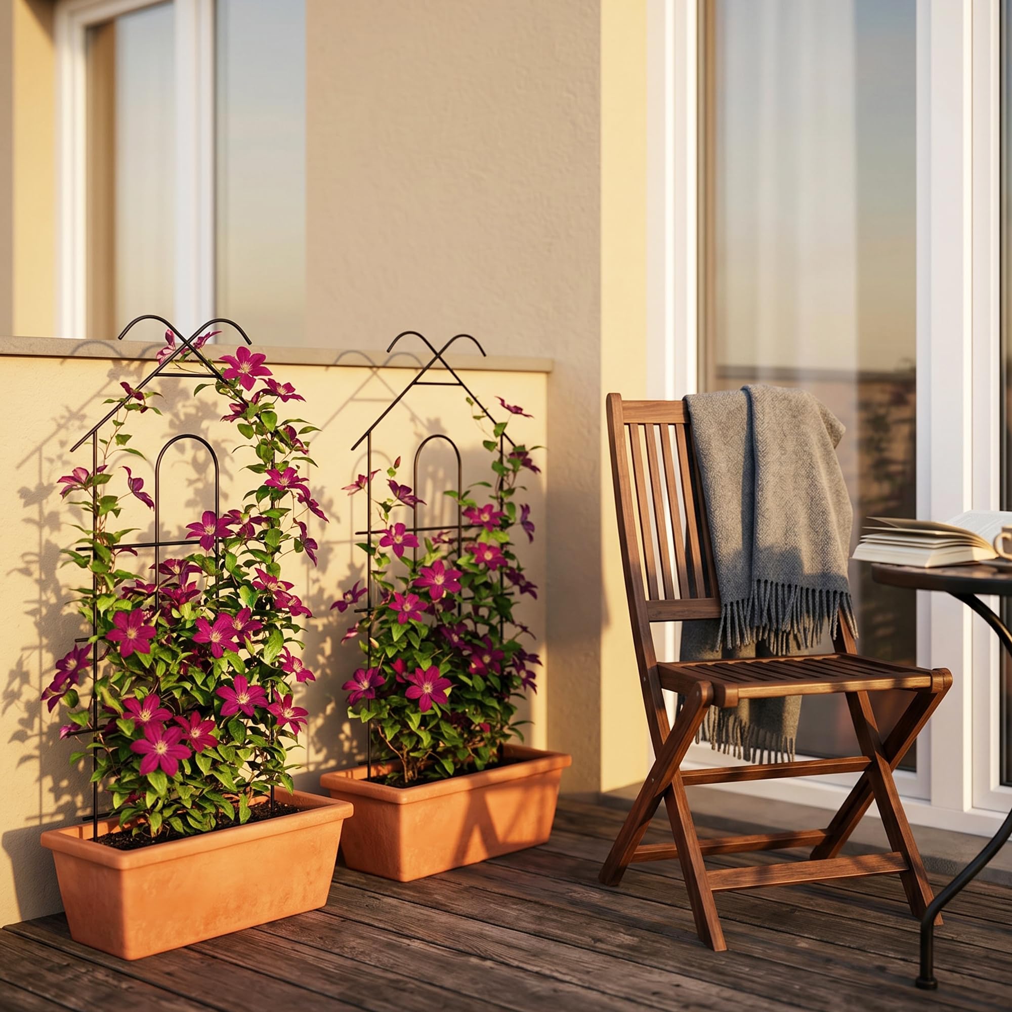 Back view of ARIFARO metal garden trellis for stability