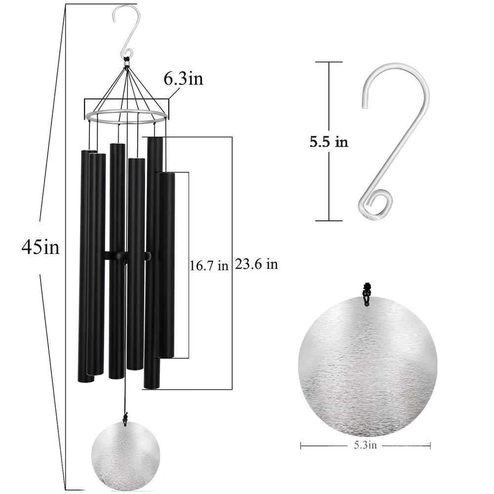 Back view of ASTARIN 45 Inch deep tone wind chimes
