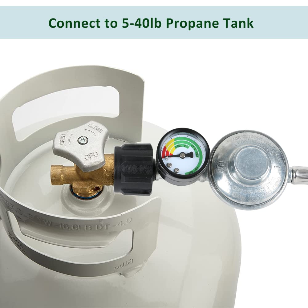 Back view of ATKKE propane hose regulator