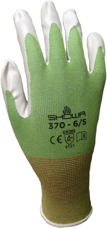 Back view of Atlas NT370 nitrile garden gloves showing breathable design