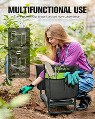 Back view of AZBESTPRO Garden Kneeler and Seat highlighting stability features
