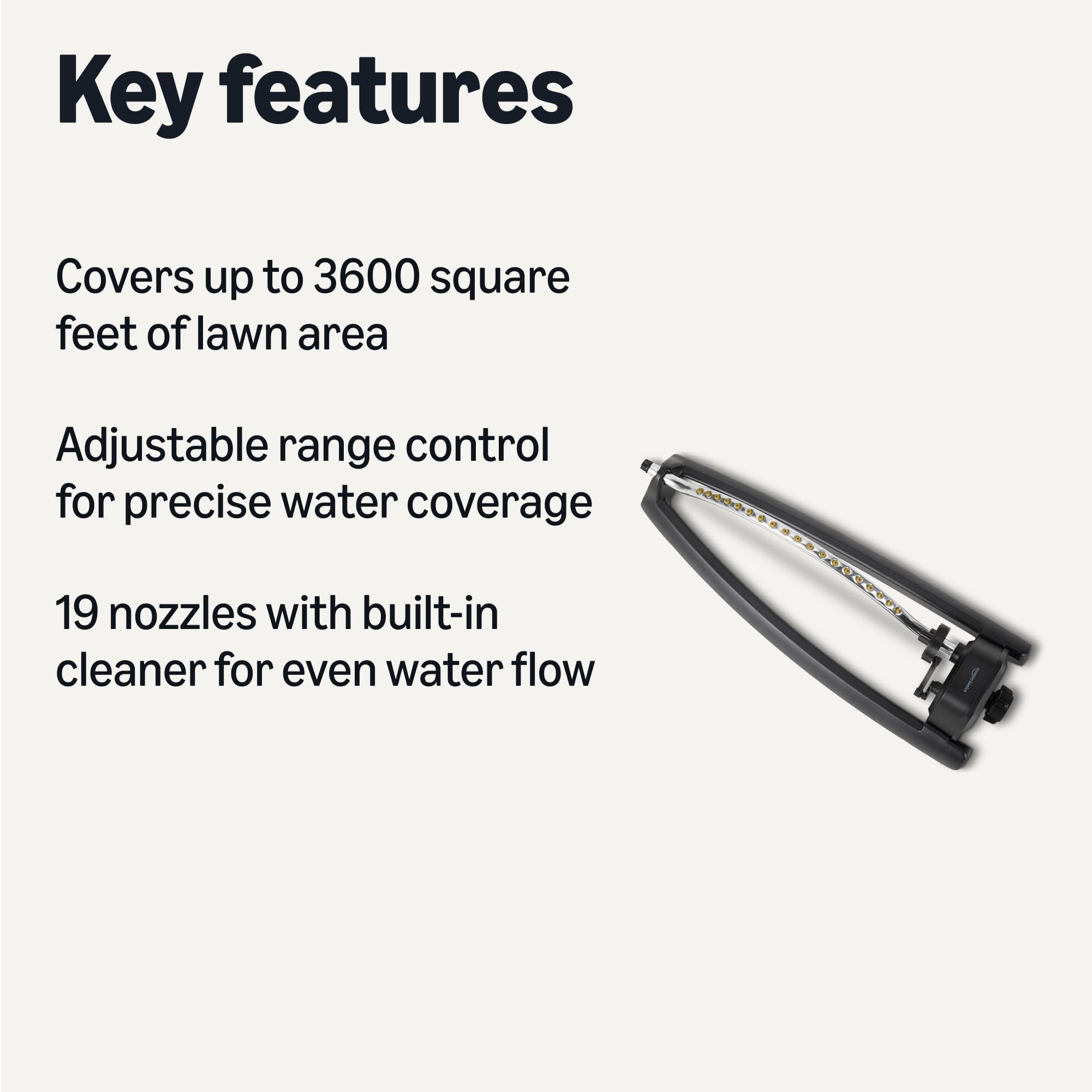 Back view of Basics Oscillating Lawn Sprinkler showing adjustable knobs