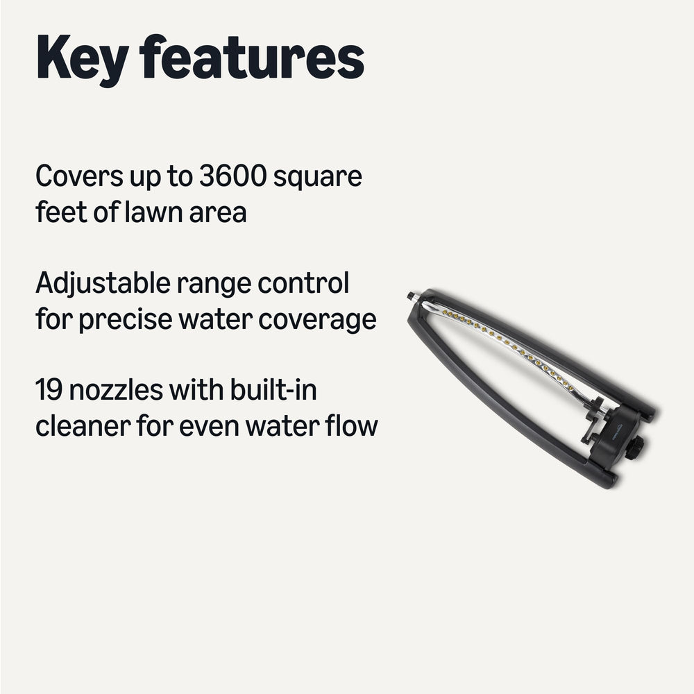 Back view of Basics Oscillating Lawn Sprinkler showing adjustable knobs