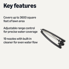 Back view of Basics Oscillating Lawn Sprinkler showing adjustable knobs