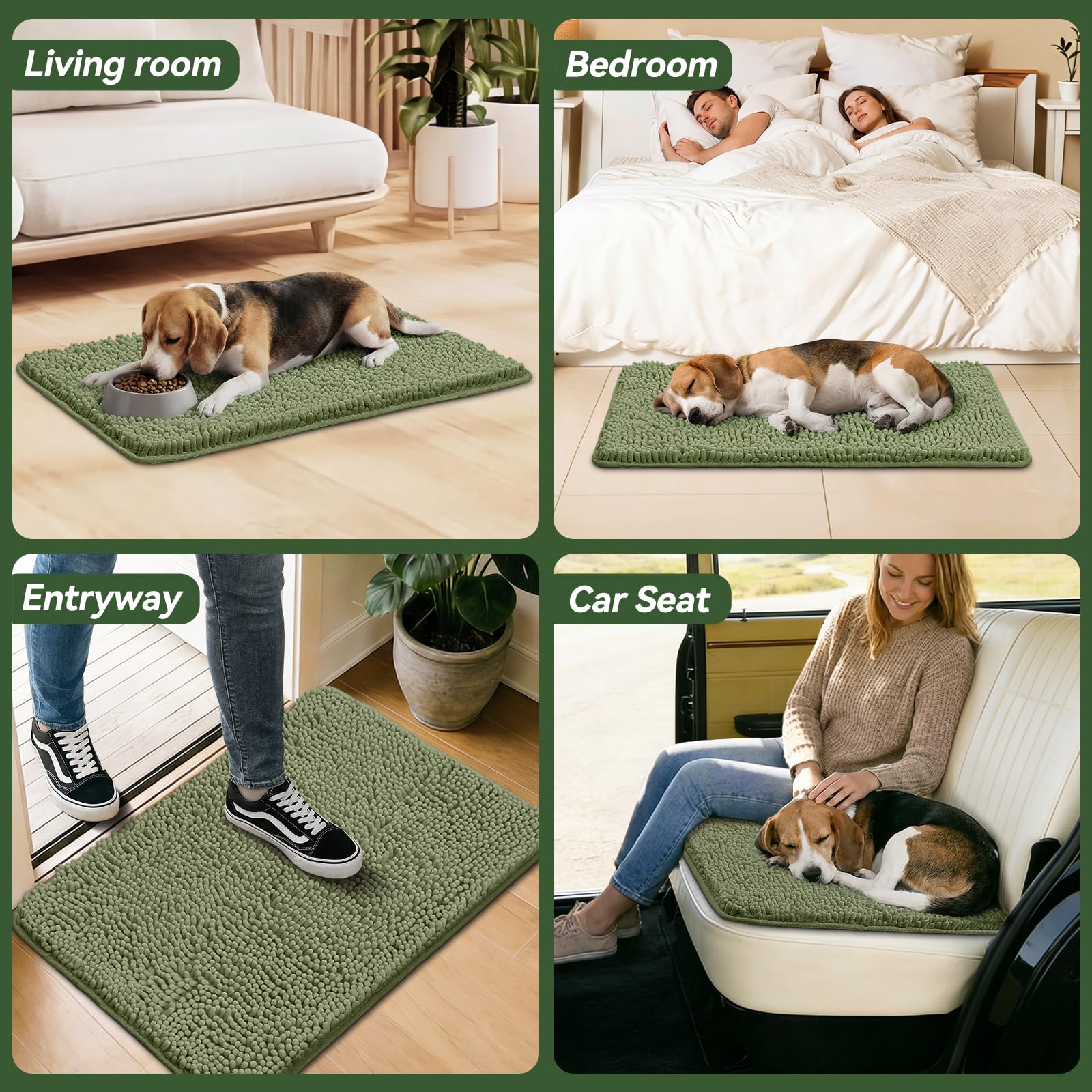 Back view of Bcoimo dog mat showing non-slip backing