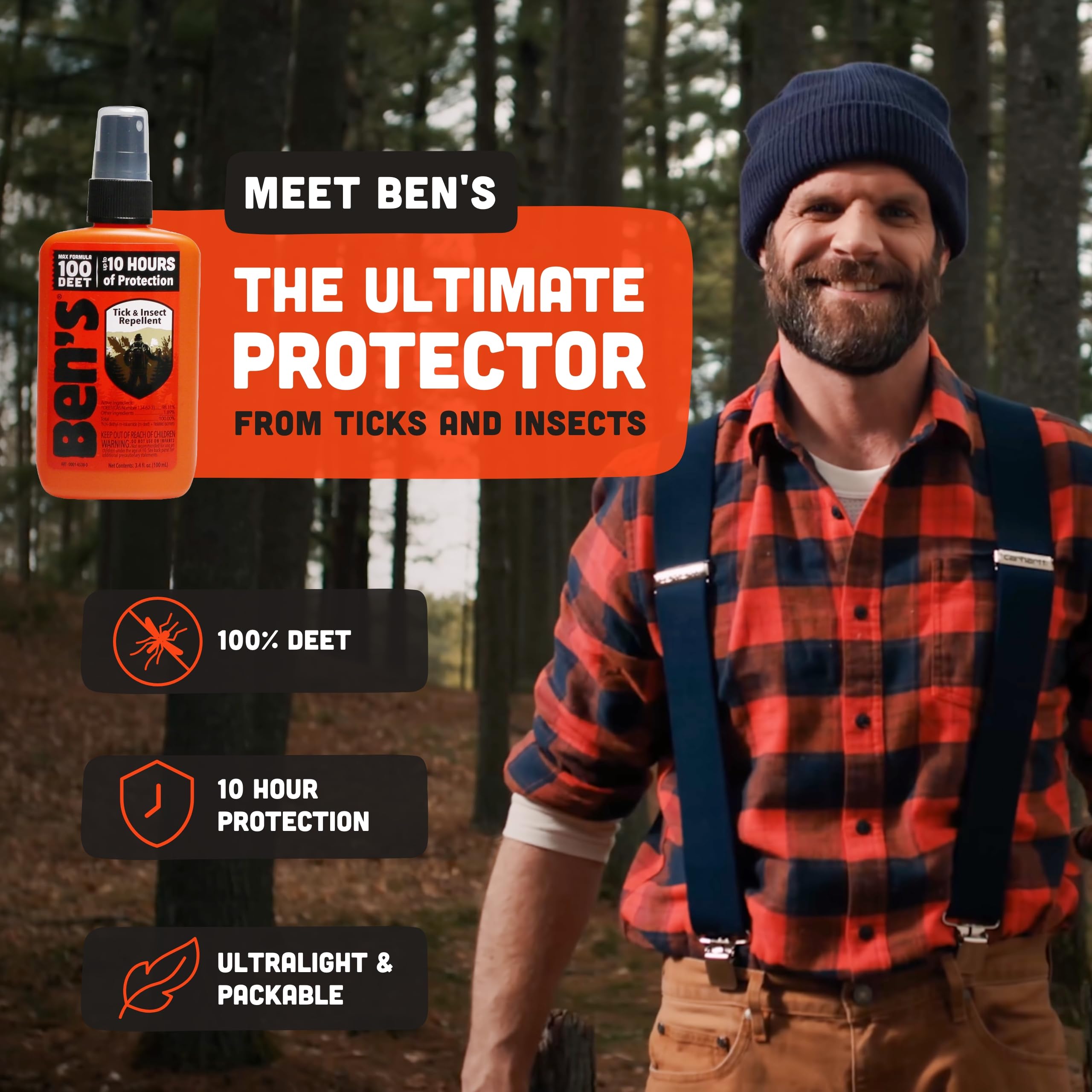 Back view of Ben's 100 DEET Tick & Insect Repellent Spray