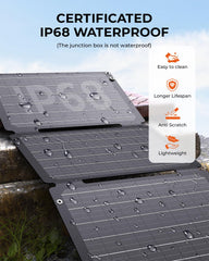 Back view of BigBlue 30W Solar Panel with carabiners