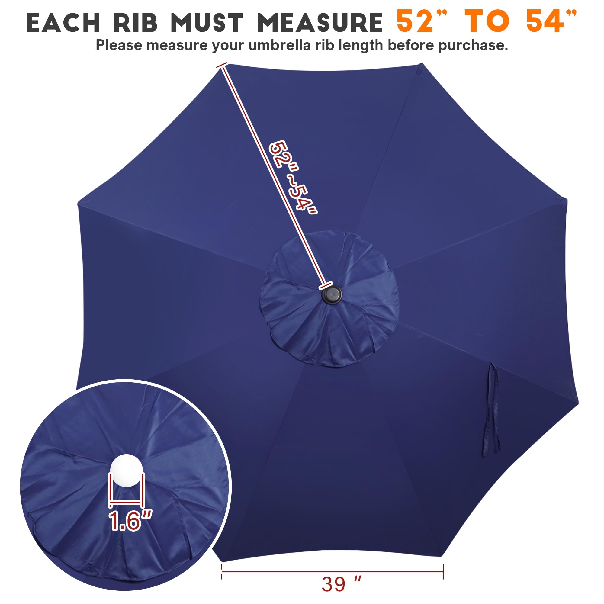 Back view of Blissun 9ft patio umbrella canopy showing ventilation feature