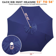 Back view of Blissun 9ft patio umbrella canopy showing ventilation feature