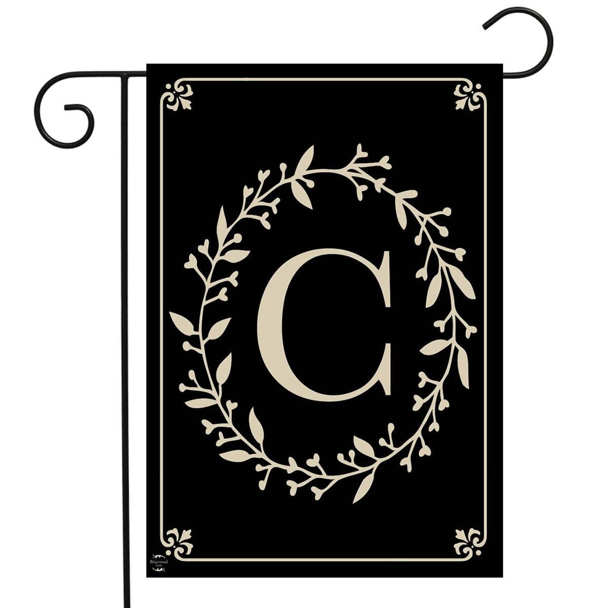 Back view of Briarwood Lane Monogram C Garden Flag 12.5x18 inches