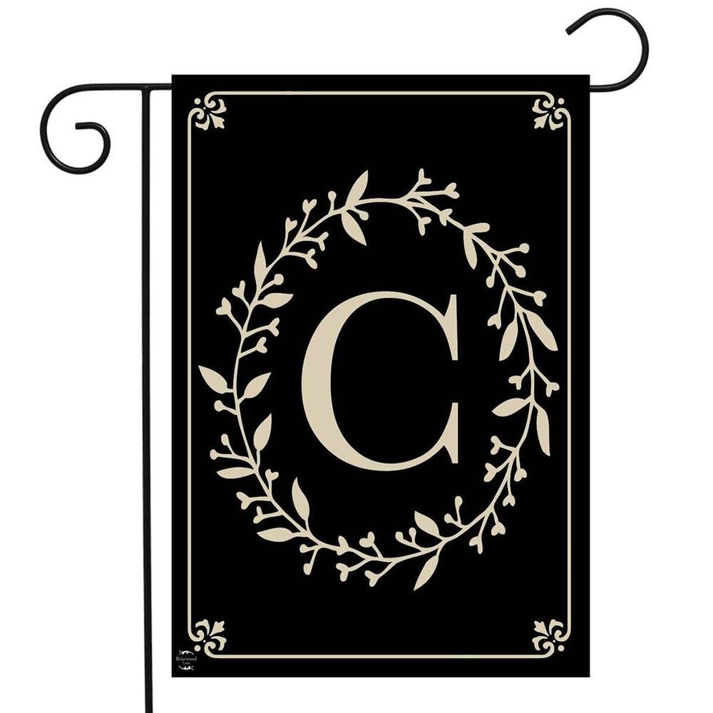 Back view of Briarwood Lane Monogram C Garden Flag 12.5x18 inches