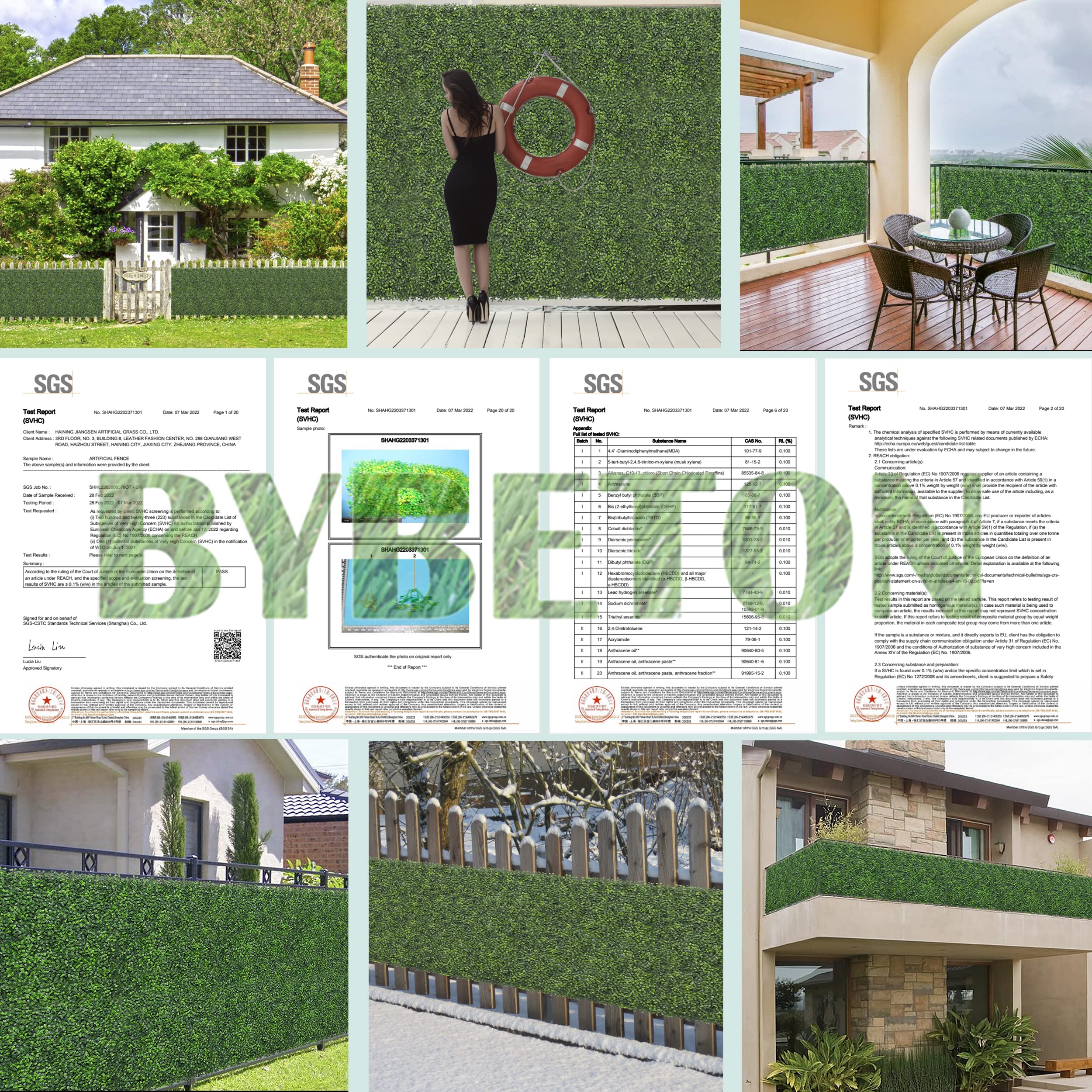 Back view of Bybeton fake boxwood panel showing mesh backing
