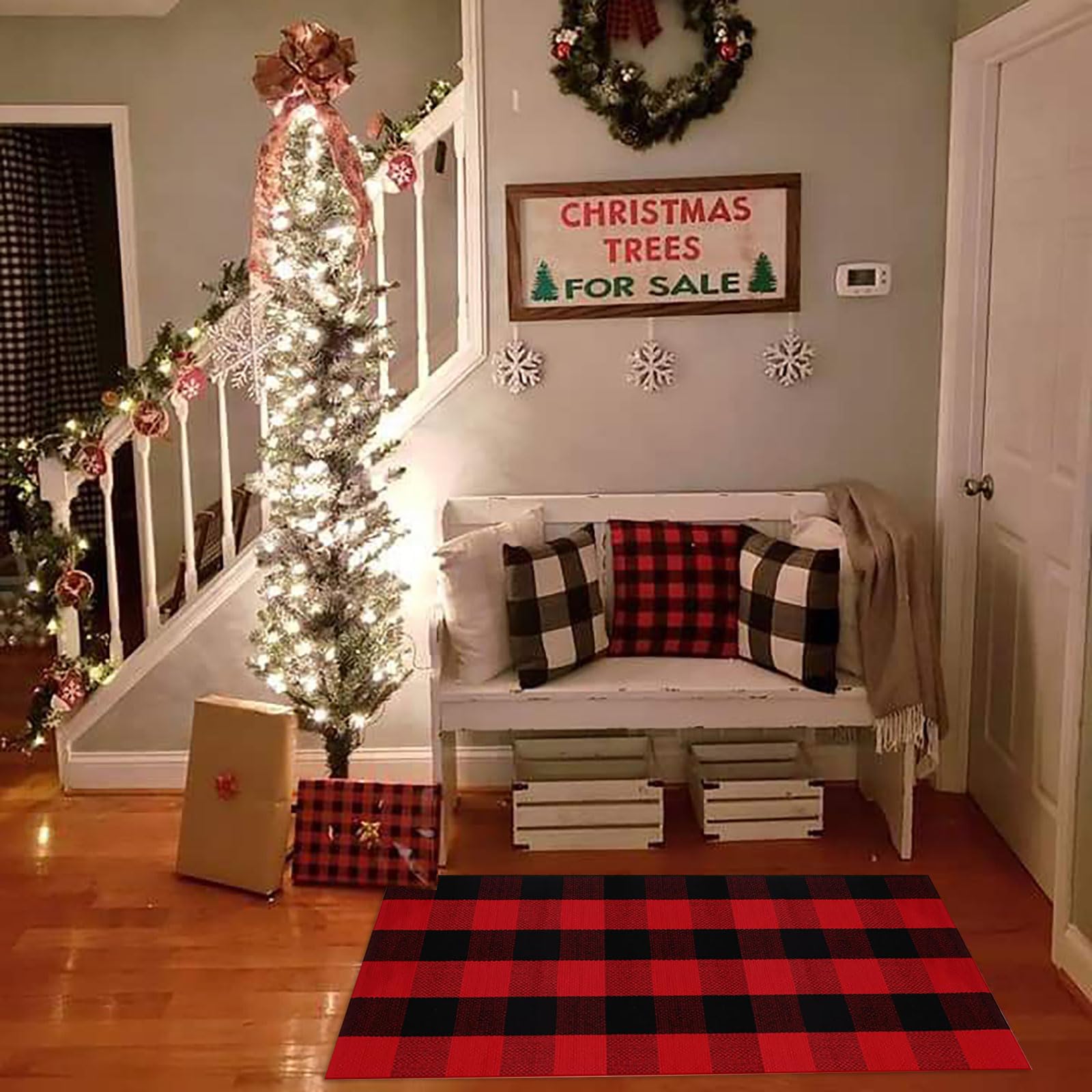 Back view of CAINANEL Christmas Door Mat showing material quality