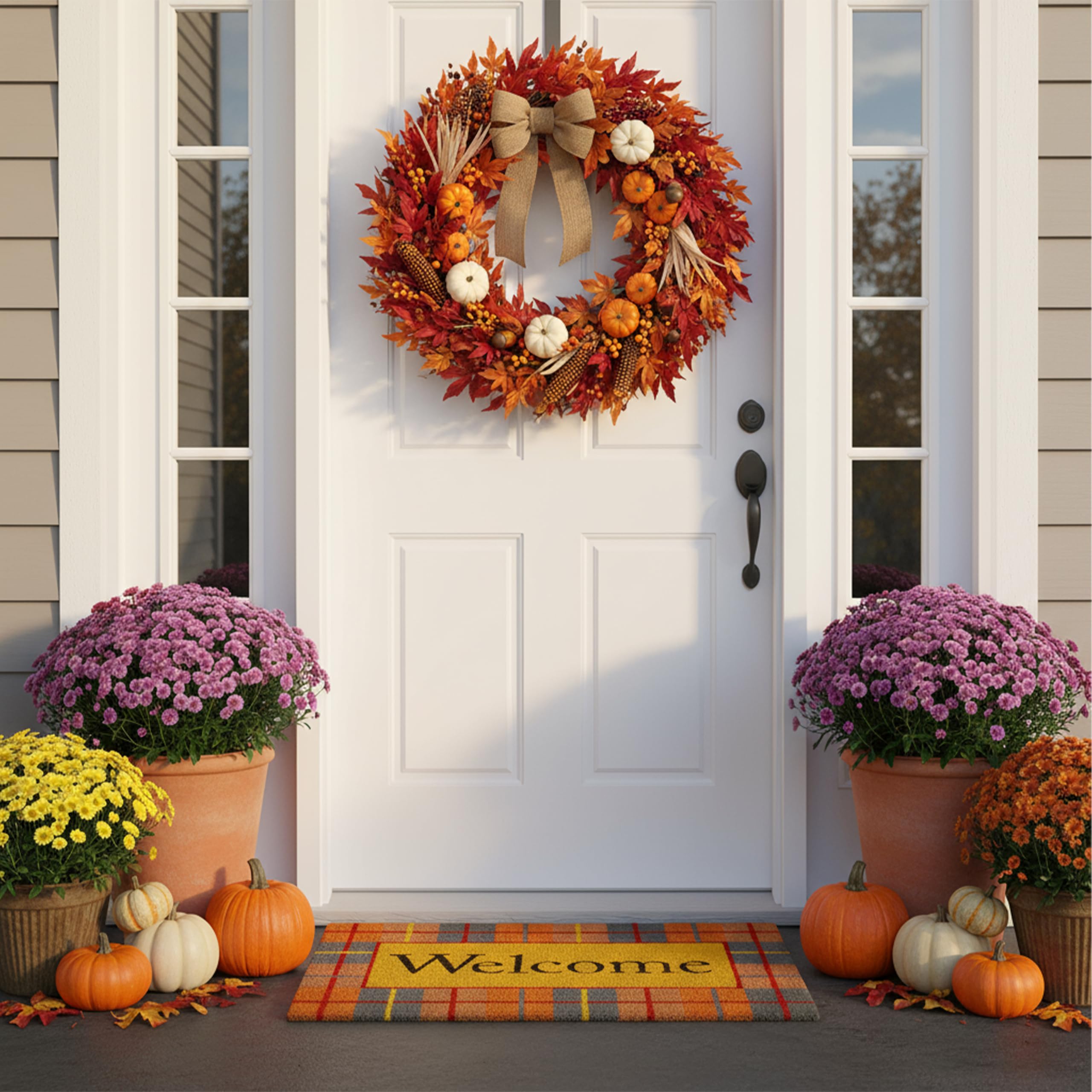 Back view of Calloway Mills Fall Plaid Doormat showing vinyl backing