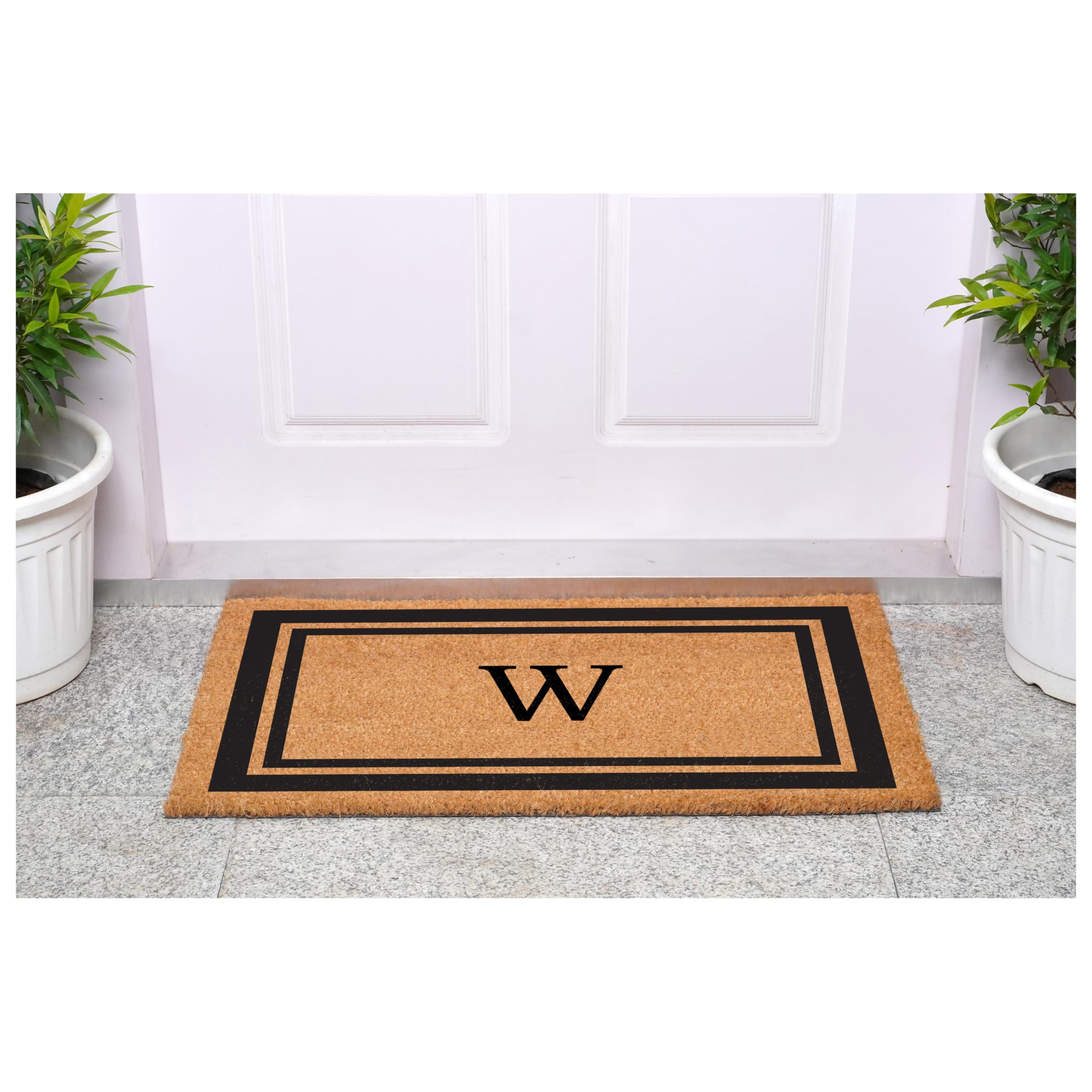 Back view of Calloway Mills Monogram Doormat Letter W showing vinyl backing
