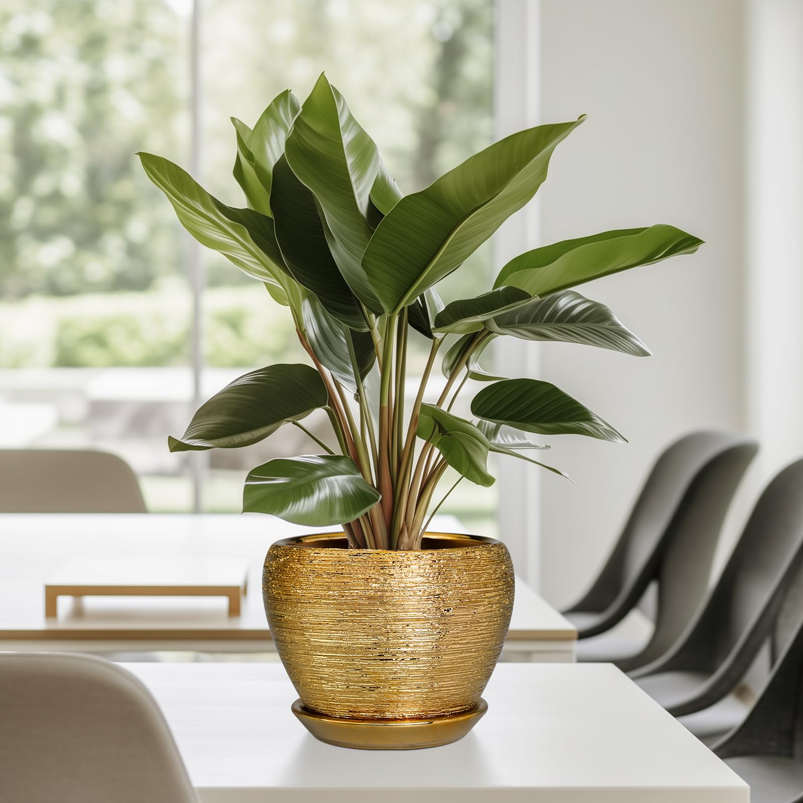 Back view of Ceramicfor 6 Inch Indoor Plant Pot