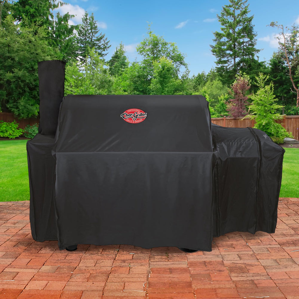 Back view of Char-Griller Grand Champ Grill Cover