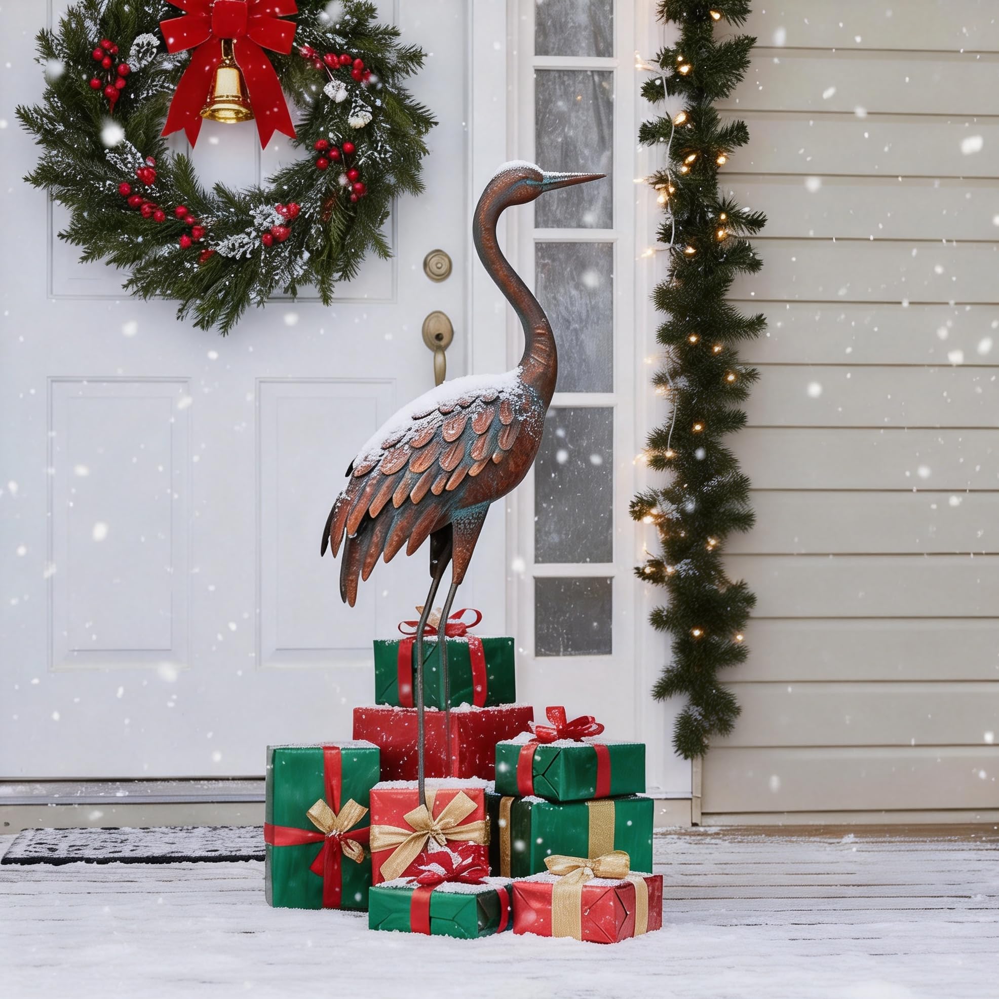 back view of chisheen Outdoor Garden Crane Statue
